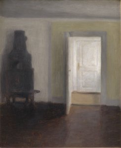 Interieur. Een oude kachel door Vilhelm Hammershøi