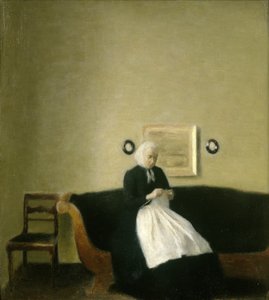 Interieur met de Moeder van de Kunstenaar door Vilhelm Hammershoi
