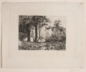 Eikenbomen aan de rand van een bos door Vilhelm Kyhn