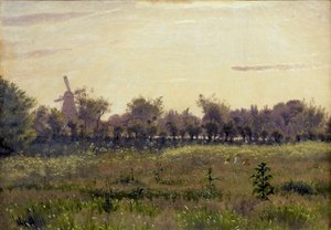 De weide bij het huis van de kunstenaar op Farimagsvej door Vilhelm Kyhn