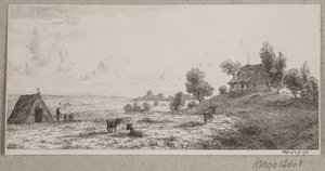 Landschap met een boerderij en een hut door Vilhelm Kyhn