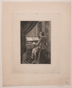 Portret van de vrouw van de schilder die piano speelt door Vilhelm Kyhn