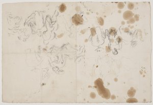Blad met verschillende composities en figuurstudies door Vilhelm Lundstrøm