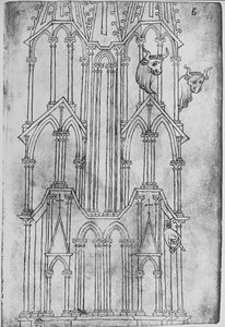 Verhoging van de toren van de kathedraal van Laon door Villard de Honnecourt