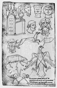 Ms Fr 19093 fol.18v Diverse tekeningen (facsimile kopie) door Villard de Honnecourt