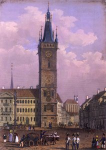 Nieuw stadhuis, Praag, 1847 door Vincenc Morstadt