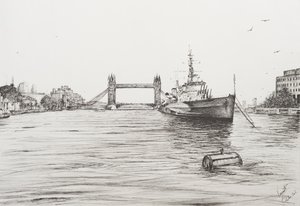 HMS Belfast op de rivier de Theems, Londen, 2006 door Vincent Alexander Booth