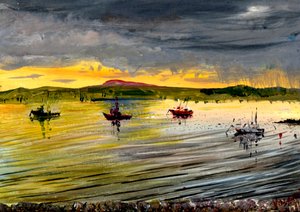 Op Holy Island bij zonsondergang, 2007 door Vincent Alexander Booth