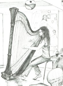 De Harpist 8e dag café Manchester, 2007 door Vincent Alexander Booth