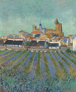 Uitzicht op Saintes-Maries-de-la-Mer, 1888 door Vincent van Gogh