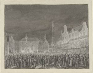 Viering van de afkondiging van de Alliantie met Frankrijk op de Grote Markt te Haarlem, 1795 door Vincent Jansz. van der Vinne
