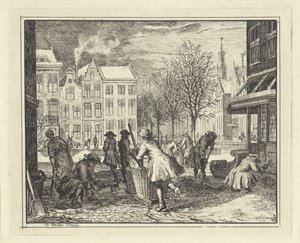Heren werken in een straat