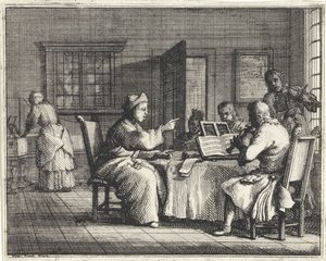 Muziekleraar met leerlingen door Vincent Laurensz. van der Vinne (II)
