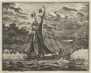 Schip in onheilspellend weer