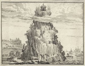 Tempel der wijsheid op een rots door Vincent Laurensz. van der Vinne (II)
