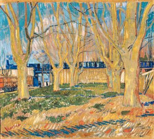 Platanenlaan bij het station van Arles door Vincent van Gogh