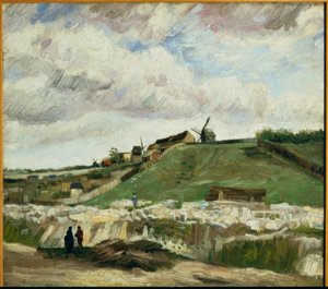Uitzicht op Montmartre met steengroeve en molens door Vincent van Gogh