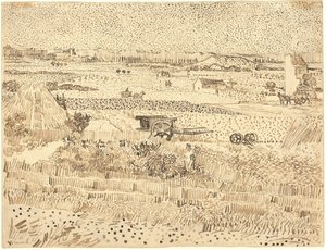 Oogst--De Vlakte van La Crau door Vincent van Gogh