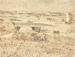 Oogst--De Vlakte van La Crau, 1888 door Vincent van Gogh