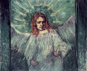 Hoofd van een engel, naar Rembrandt, 1889 door Vincent van Gogh