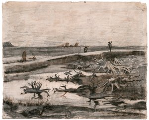 Landschap met veenstammen (Werk op het land)