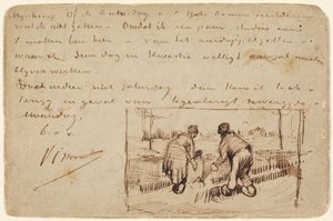 Ansichtkaart met Twee Boeren die Graven