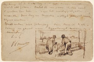 Ansichtkaart met Twee Boeren die Graven