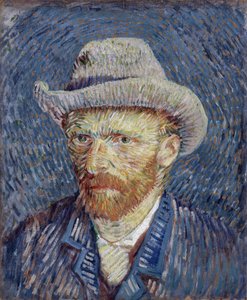 Zelfportret met grijze vilten hoed