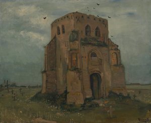 De oude kerktoren in Nuenen (Het kerkhof van de boeren) door Vincent van Gogh