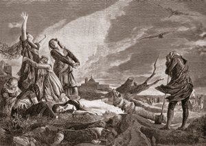 Spaanse Onafhankelijkheidsoorlog (1808-1814). Begrafenis in La Moncloa, Madrid op 3 mei. door Vincente Gonzalez Palmaroli