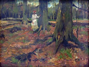 Meisje in het bos door Vincent van Gogh