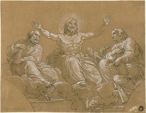 Christus in glorie met heiligen door Vincenzo Camuccini