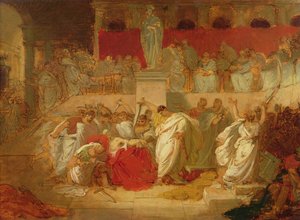 De dood van Caesar door Vincenzo Camuccini