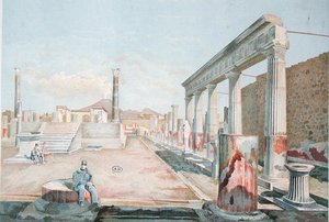 Warden zittend tussen de ruïnes van Pompeii door Vincenzo Loria