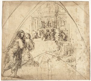 Tempelgang van Maria door Vincenzo Tamagni da San Gimignano