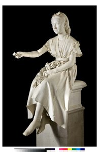 Portret van Markiezin Virginia Busti Porro als jong Meisje of Jonge Dame die een Bloem aanbiedt door Vincenzo Vela