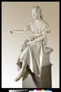 Portret van Markiezin Virginia Busti Porro als jong Meisje of Jonge Dame die een Bloem aanbiedt door Vincenzo Vela
