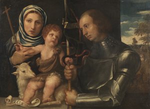 Heilige Johannes met een vrouwelijke heilige en een krijgerheilige