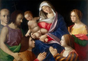 Madonna met Kind en Heiligen door Vincenzo di Biagio Catena
