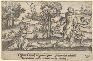 Atalanta en Hippomenes door Virgil Solis