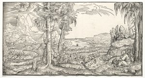St. Johannes op het eiland Patmos, ca. 1545-55 door Virgilius Solis