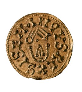 Tremissis (of triens) van Koning Sisenand, geslagen in Tarraco, Spanje, 7e eeuw