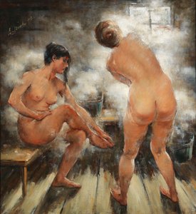 In een Russische stoomsauna, 1918 door Vitali Gavrilovich Tikhov