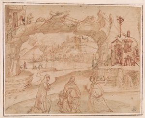 Carpaccio - Maagd en kind met heiligen in een landschap, ca. 1500-1510 door Vittore Carpaccio