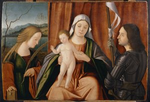 Madonna en kind met heiligen Catharina van Alexandrië en ofwel George of Liberale