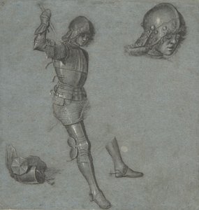 Studies van een zittende jongeling in harnas, ca. 1505 door Vittore Carpaccio