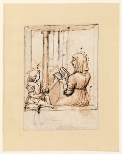 Maagd Maria leest aan het Christuskind