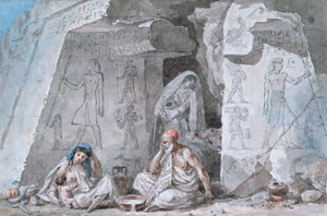 Egyptische Familie Buiten een Oud Graf, 19e eeuw