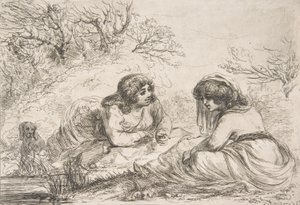 Twee vrouwen in een landschap, 18e-begin 19e eeuw door Vivant Denon