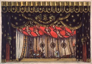 Decorontwerp voor het toneelstuk "De vernietiger van Jeruzalem" van Arvid Jarnefelt door Vladimir Alexeyevich Shchuko